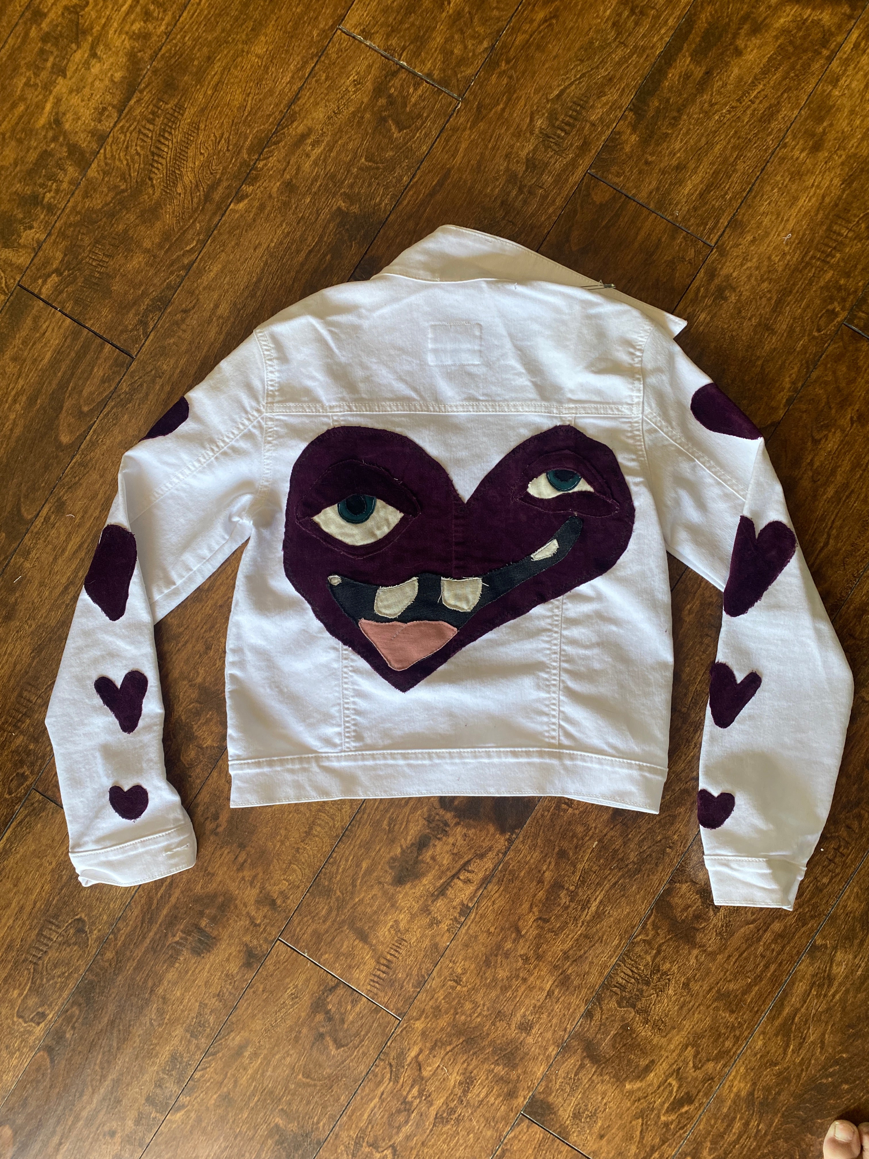 Dopy Heart Jean Jacket- (kids XXL- fits as adult S-M)