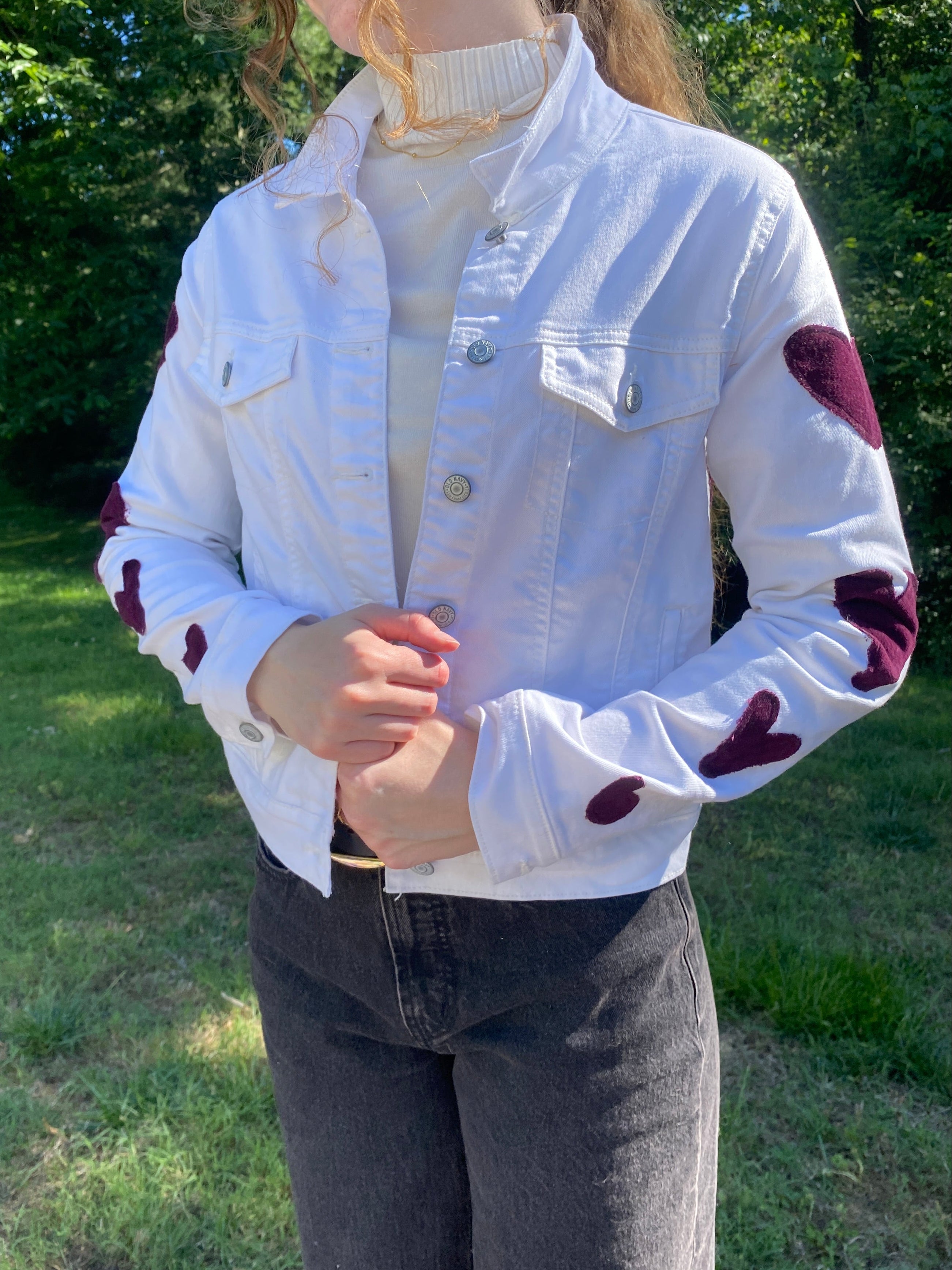 Dopy Heart Jean Jacket- (kids XXL- fits as adult S-M)