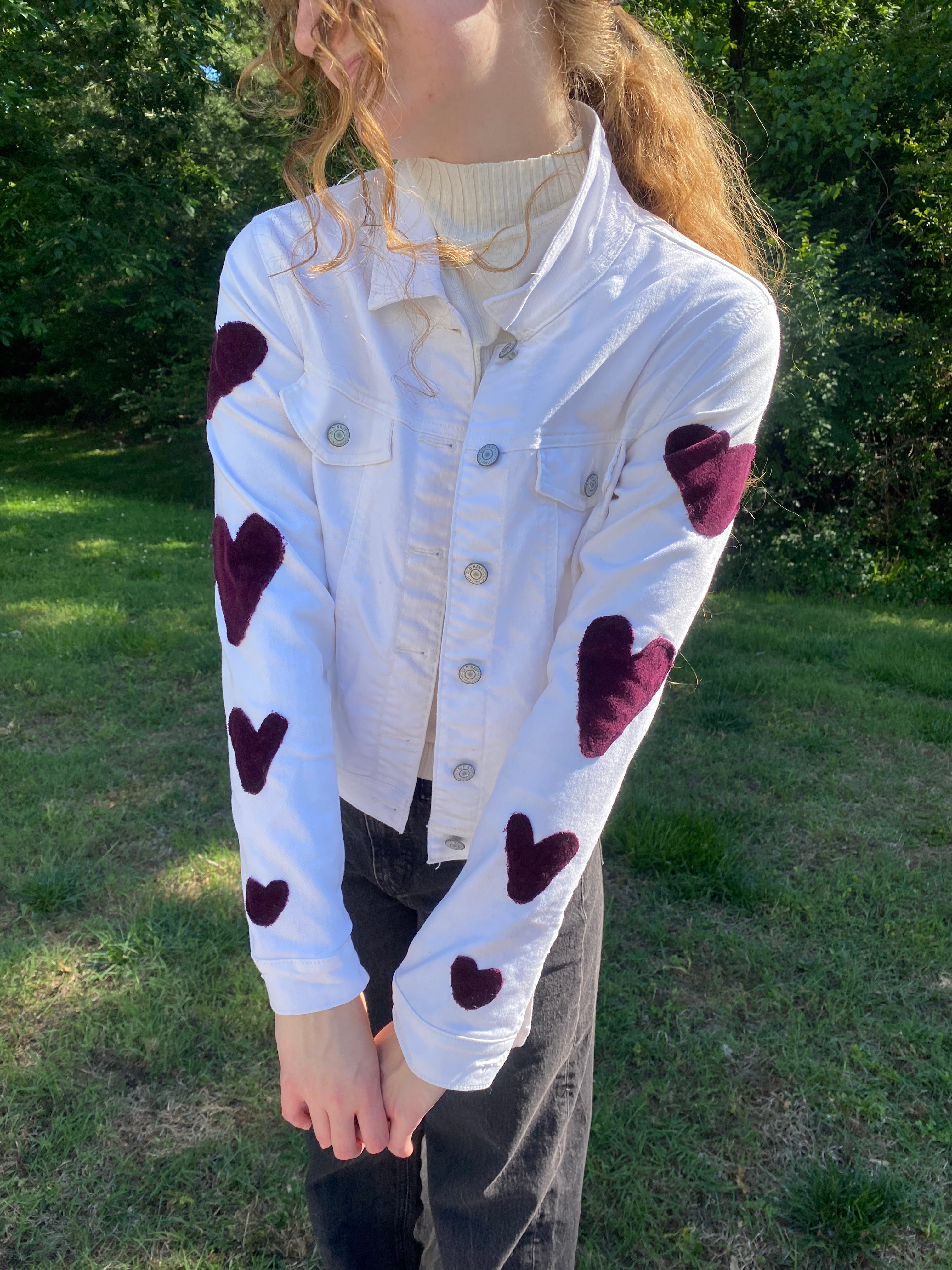 Dopy Heart Jean Jacket- (kids XXL- fits as adult S-M)