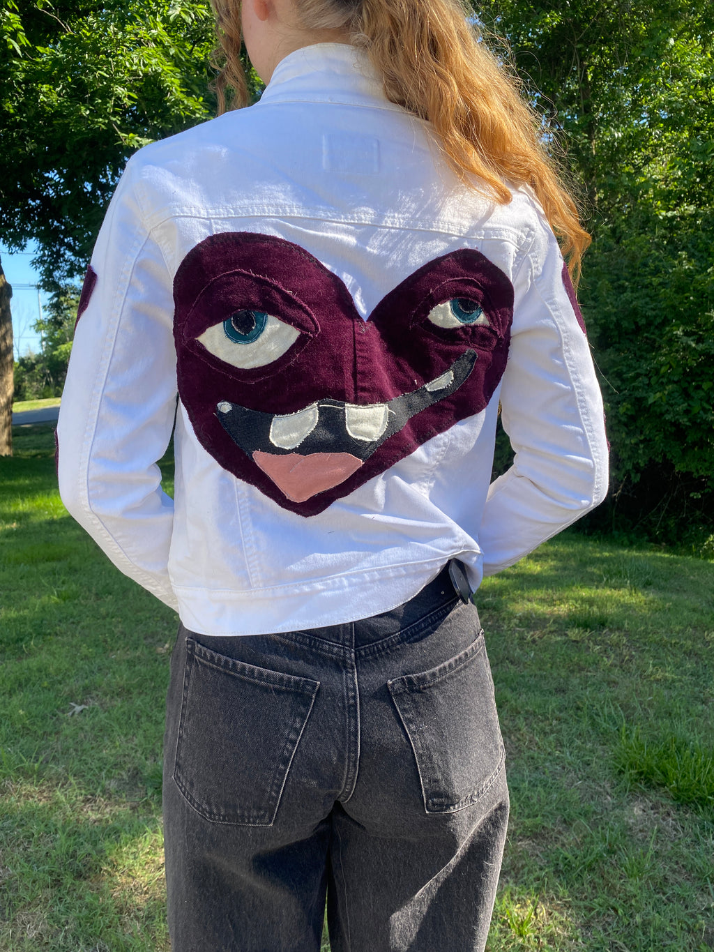 Dopy Heart Jean Jacket- (kids XXL- fits as adult S-M)